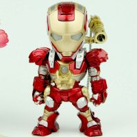 复仇者联盟Q版钢铁蜘蛛侠模型手办 MK43可动LED发光公仔汽车摆件 金银色（大炮版） 【！！当天发货】