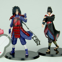 火影忍者手办佐助卡卡西鼬鸣人我爱罗晓组织公仔玩偶模型汽车摆件 [黑底]拿扇斑+鹰组织佐助 [!!当天发货]