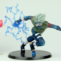 火影忍者手办佐助卡卡西鼬鸣人我爱罗晓组织公仔玩偶模型汽车摆件 [黑底]跑姿卡卡西 [!!当天发货]