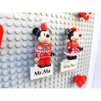 原创兼容乐高积木定制婚礼装饰结婚纪念日新郎新娘人仔墙面画 黑色相框(无人仔款)