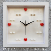 原创兼容乐高结婚纪念积木相框挂钟情侣立体装饰画送朋友DIY 12寸挂钟白框(无人仔) 其他