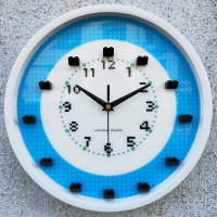 原创火影系列兼容乐高人仔积木立体挂钟房间墙面装饰挂表静音时钟 蓝底白框挂钟(无人仔) 12英寸