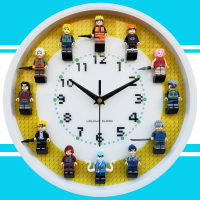 原创火影系列兼容乐高人仔积木立体挂钟房间墙面装饰挂表静音时钟 B款火影系列挂钟成品 12英寸