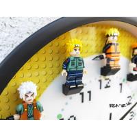 原创火影系列兼容乐高人仔积木立体挂钟房间墙面装饰挂表静音时钟 蓝底白框挂钟+火影人仔自己拼装 12英寸