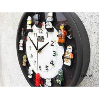 原创兼容乐高星球大战人仔挂钟儿童房墙面装饰时钟表静音DIY拼装 星球大战挂钟无人仔(白框) 12英寸