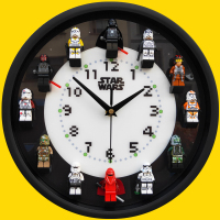 原创兼容乐高星球大战人仔挂钟儿童房墙面装饰时钟表静音DIY拼装 星球大战挂钟成品(黑框) 12英寸