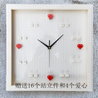 原创兼容乐高积木挂钟DIY拼装人仔装饰墙面钟表情侣一生 白框白底挂钟(无人仔款) 16英寸