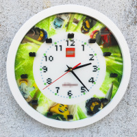 原创兼容乐高人仔积木挂钟幻影忍者系列静音墙面装饰时钟12寸 白色外框(无人仔)