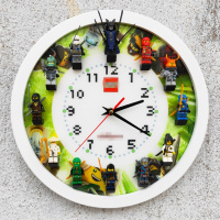 原创兼容乐高人仔积木挂钟幻影忍者系列静音墙面装饰时钟12寸 白色外框（含人仔）