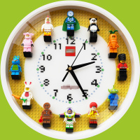 原创兼容乐高12寸圆形立体抽抽乐人仔积木挂钟墙面装饰挂表静音 白框亚克力面板（含人仔） 12英寸