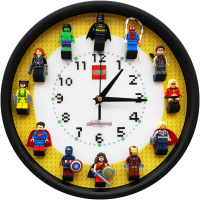 原创兼容乐高12寸圆形立体人仔积木挂钟房间墙面装饰挂表静音时钟 A款亚克力面板(含英雄人仔) 12英寸
