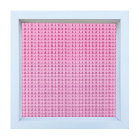 呆若木积兼容乐高人仔抽抽乐画框拼装积木玩具收纳展示盒实木相框 粉底白框(高分子外框)