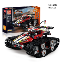 积木玩具遥控编程履带赛车APP拼装电动兼容乐高机器人男孩遥控车 13024火焰王控器版(红)
