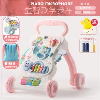 婴幼儿学步手推车宝宝学走路助步车多功能6-9-18个月一岁男孩女孩 配电池]益智款樱花粉不倒翁