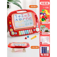 一岁半宝宝玩具幼儿童音乐启蒙早教游戏多功能早教桌子男女孩 带支架写字板[配电池+螺丝刀+画册画模]粉+可切水果