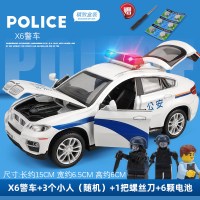 110警车警车警车玩具警汽车模型仿真合金玩具车儿童警察车男孩 X6警车白色[3个人偶+六颗电池][盒装]
