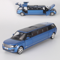 加长版金属小汽车模型儿童玩具车模型男孩合金仿真车模摆件可开 加长路虎揽胜蓝色