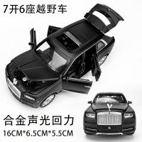 劳斯来斯合金车模声光回力车7开SUV越野车儿童玩具车仿真汽车模 亚光黑[盒装]