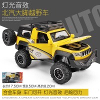 宝宝玩具警车玩具车男孩儿童玩具车警汽车模型仿真合金回力越野车 [主图款]战狼大轮黄