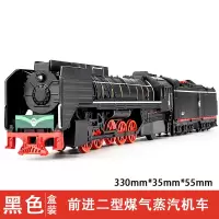 火车模型蒸汽机车合金车模蒸汽火车模型儿童玩具火车声光回力车模 黑色[盒装]