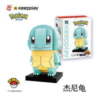 启蒙方头仔积木宝可梦宠物小精灵皮卡丘公仔模型小颗粒拼装玩具 杰尼龟