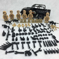 兼容乐高军事特警察抓小偷吉普车船现代城市场景男孩子68积木玩具 特警小队