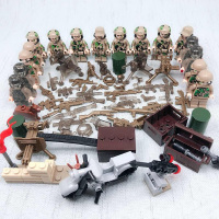 兼容乐高积木军事防爆警察装甲车船皮划艇拼装玩具少儿军队男孩子 丛林队B