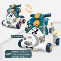 宝宝学步车手推车玩具早教玩具智力男孩女孩婴幼儿0-1-2-3岁 二合一多功能学步车-防滑防侧翻-深蓝色