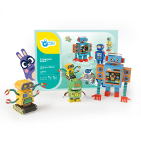 GWIZ儿童剪纸剪刀套装模型折纸玩具幼儿园DIY手工制作材料包 立体折纸(6个机器人)