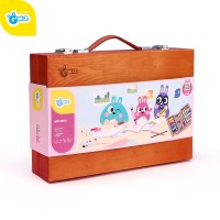 GWIZ儿童绘画工具套装学生美术用品礼盒画笔幼儿园男女孩玩具 双层实木礼盒绘画套装[155件套豪华装]