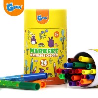 GFUN水彩笔套装儿童画笔安全可水洗水彩笔幼儿园画画工具套装 24色粗杆水彩笔