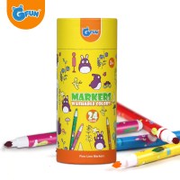 GFUN水彩笔套装儿童画笔安全可水洗水彩笔幼儿园画画工具套装 24色细杆水彩笔