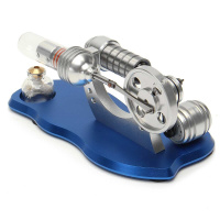 精品高温斯特林发动机械金属外燃蒸汽微型引擎模型 初中男孩 蓝色金属底座