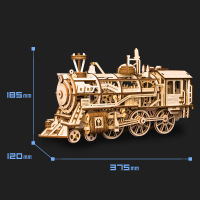若态若客木质机械传动3D立体拼插模型男孩创意摆件 火车飞艇 蒸汽火车
