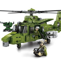 森宝105591铁血重装多用途直升机男孩拼装小颗粒启蒙军事积木玩具