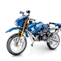 森宝701702 科技组机械密码回力仿真摩托车积木兼容乐高玩具积木