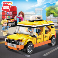启蒙缤纷城市系列出租车观光的士男孩女孩拼装积木玩具1134