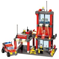 开智消防系列消防分局8052拼装儿童积木玩具