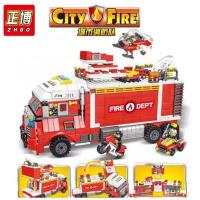 正博6640消防重装车移动消防局儿童拼装拼插积木玩具兼容乐高