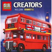 城市公交汽车伦敦双层观光巴士校车拼插积木模型大巴车兼容乐高 复刻1266伦敦双层巴士1686粒