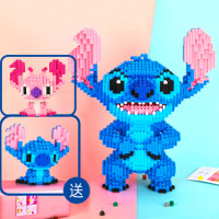 钻石小颗粒积木马里奥史迪仔男女孩子拼装玩具成年立体高难度 超大史迪仔蓝买一送二