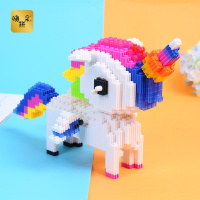 钻石小颗粒积木马里奥史迪仔男女孩子拼装玩具成年立体高难度 巧克力色小马26*14*18cm