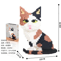 钻石小颗粒积木马里奥史迪仔男女孩子拼装玩具成年立体高难度 透明猫