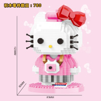 兼容乐高卡通猫咪模型立体小钻石微颗粒积木玩具组拼装少女心拼图 摄影师+发光罩