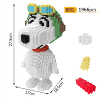 小颗粒拼装钻石成年立体微型高难度兼容乐高史努比玩具积木 XZ7080超大眼镜史努比串连颗粒