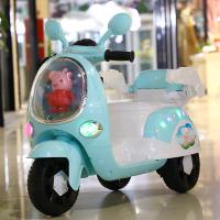 小猪儿童电动摩托车3男女宝宝小孩带遥控三轮车充电瓶5玩具可坐人 中配蓝色大电瓶(6V7A)音乐版自驾无遥控