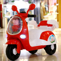 小猪儿童电动摩托车3男女宝宝小孩带遥控三轮车充电瓶5玩具可坐人 标配红色小电瓶(6V4A)音乐版自驾无遥控