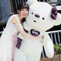 女孩萌泰迪可爱韩国布娃娃送熊猫抱睡觉毛绒玩具公仔抱抱熊 呆萌熊-紫色 直角量1.6米全长量1.4米(送小熊+玫瑰+彩袋)