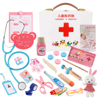 。儿童医生玩具套装女孩打针工具木制仿真箱男宝宝过家家听诊 [23件套]大木盒小小医生套装