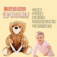 会说话的泰迪熊手帕躲猫猫小熊遮脸藏猫猫毛绒玩具宝宝公仔玩偶 读书熊 28厘米(普通电池)